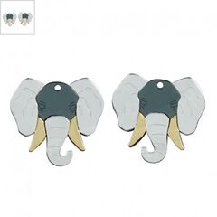 Πλέξι Ακρυλικό Μοτίφ Σκουλαρίκι Ελέφαντας 42x40mm (2τμχ/Σετ) - Μαύρο/ Ασημί Καθρέπτης/ Αιματίτης/ Χρυσός Καθρέπτης ΚΩΔ:71481808.001-NG