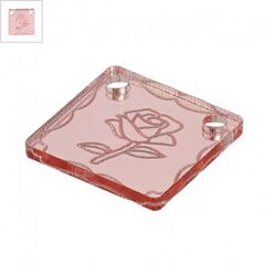 Πλέξι Ακρυλικό Μοτίφ Τετράγωνο Τριαντάφυλλο Λουλούδι 15mm - Ροζ Καθρέπτης ΚΩΔ:71481840.482-NG