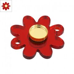 Πλέξι Ακρυλικό Στοιχείο Λουλούδι για Μακραμέ 18mm - Κόκκινο Σκούρο Καθρέπτης/ Χρυσός Καθρέπτης ΚΩΔ:71481849.001-NG