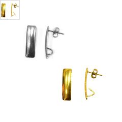 Stainless Steel 304 Σκουλαρίκι Παραλληλόγραμμο &Κρικάκι 18mm - 18Κ Χρυσό ΚΩΔ:78080268.422-NG