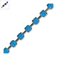 Μεταλλική Μπρούτζινη Τρέσα Στρας & Ακρυλικές Πέρλες 3mm - Ρόδιο/Μπλε Ματ ΚΩΔ:78710125.424-NG