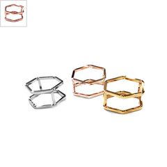 Μεταλλικό Ορειχάλκινο (Μπρούτζινο) Δαχτυλίδι Εξάγωνο 22x13mm - Ε-Ροζ Χρυσό ΚΩΔ:78010382.332-NG