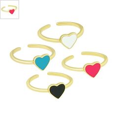 Μεταλλικό Μπρούτζινο Δαχτυλίδι Καρδιά με Σμάλτο 21mm - Χρυσό/ Φούξια ΚΩΔ:78060784.002-NG