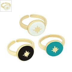 Μεταλλικό Δαχτυλίδι Στρογγυλό Αστέρι με Σμάλτο 21x14mm - Χρυσό/ Άσπρο ΚΩΔ:78110501.002-NG