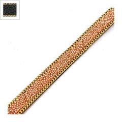 Κορδόνι Δέρμα Συνθετικό Πλακέ Χαβιάρι με Αλυσίδα 10mm (~2μέτρα/καρούλι) - Μαύρο-Χρυσή Αλυσίδα ΚΩΔ:77040070.001-NG