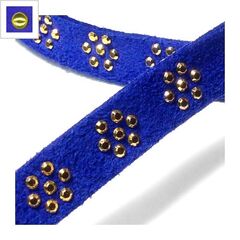 Κορδόνι Σουέτ με Τρουκ Λουλούδι 10mm (3μέτρα/καρούλι) - Μπλε/Χρυσό ΚΩΔ:77020208.503-NG