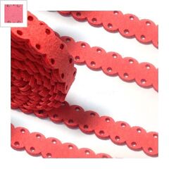 Κορδόνι Σουέτ Συνθετικό Πλακέ με Τρύπες 14mm (1μέτρο) - Ροζ ΚΩΔ:77040039.011-NG