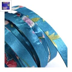 Υφασμάτινο Κορδόνι Επίπεδο 10mm (~3μέτρα/καρούλι) - Μπλε με Λουλούδια ΚΩΔ:77020305.002-NG