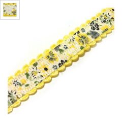 Κορδέλα  Συνθετική  με  Λουλούδια  20mm  (10  γιάρδες/καρούλι) - Κίτρινο ΚΩΔ:77090203.004-NG