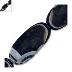Ημιπολύτιμη Πέτρα Αχάτης Χάντρα Οβάλ 25x57mm(~7τμχ/κορδόνι) - Μαύρο με Ρίγες Multi ΚΩΔ:72000289.019-NG