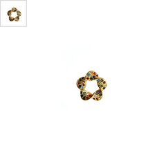 Μεταλλικό Μπρούτζινο Σκουλαρίκι Λουλούδι με Ζιργκόν 13mm - Χρυσό/ Multi ΚΩΔ:78110130.422-NG