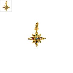 Μεταλλικό Μπρούτζινο Μοτίφ Αστέρι με Ζιργκόν 12mm - Χρυσό/ Multi ΚΩΔ:78110142.422-NG
