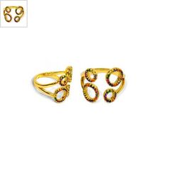 Μεταλλικό Μπρούτζινο Δαχτυλίδι Κύκλοι με Ζιργκόν 17x21mm - Χρυσό/ Multi ΚΩΔ:78110171.422-NG