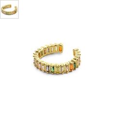 Μεταλλικό Μπρούτζινο Δαχτυλίδι με Ζιργκόν 23mm - Χρυσό/ Multi ΚΩΔ:78110238.422-NG