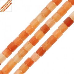 Ημιπολύτιμη Πέτρα Αβεντουρίνης Σωληνάκι 4mm (90τμχ) (Ø1mm) - Πορτοκαλί Ανοιχτό/ Κόκκινο ΚΩΔ:72000306.004-NG