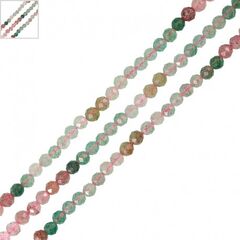 Ημιπολύτιμη Πέτρα Χάντρα Πολυεδρική ~4.25mm (Ø0.5mm) ~90τμχ - Ροζ/ Πράσινο/ Πράσινο Ανοιχτό/ Multi ΚΩΔ:72000318.004-NG