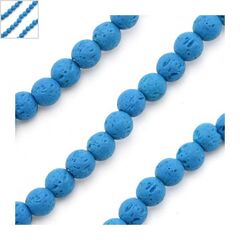 Λάβα Χάντρα Στρογγυλή Μπλε Θαλασσί (~6mm) (~63τμχ) - Μπλε Θαλασσί ΚΩΔ:72212040.908-NG