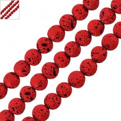 Λάβα Χάντρα Στρογγυλή Κόκκινο (~6mm) (Ø~0.5mm) (~62τμχ) - Κόκκινο ΚΩΔ:72212057.003-NG