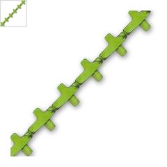 Ημιπολύτιμη Πέτρα Χαολίτης Σταυρός Περαστός 13x18mm (~24τμχ) - Πράσινο ΚΩΔ:72239004.036-NG