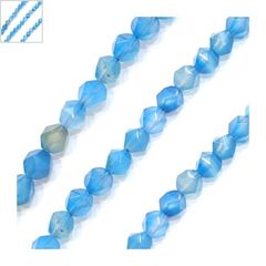 Ημιπολύτιμη Πέτρα Αχάτης Χάντρα Διαμαντοκοπή 8mm (47τμχ) - Μπλε ΚΩΔ:72302151.003-NG