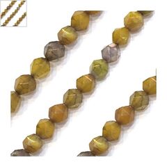 Ημιπολύτιμη Πέτρα Αχάτης Χάντρα Διαμαντοκοπή 8mm (47τμχ) - Λαδί ΚΩΔ:72302151.006-NG