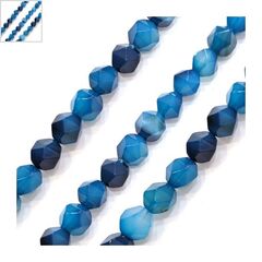 Ημιπολύτιμη Πέτρα Αχάτης Χάντρα Διαμαντοκοπή 10mm (37τμχ) - Μπλε ΚΩΔ:72302152.003-NG