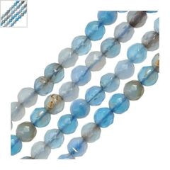 Ημιπολύτιμη Πέτρα Αχάτης Χάντρα Στρογγυλή 4mm (90τμχ) - Μπλε Multi ΚΩΔ:72302159.001-NG