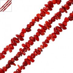 Κοράλλι Μπαμπού Χάντρα Τσιπς 7x13mm (Ø~0.6mm) (~88τμχ) - Κόκκινο ΚΩΔ:89001026.001-NG