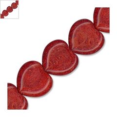 Κοράλλι Μπαμπού Στοιχείο Καρδιά Περαστή 24mm (~19τμχ/κορδόνι) - Κόκκινο ΚΩΔ:89003001.035-NG