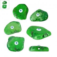 Χαολίτης Χάντρα Ακανόνιστη Μάτι Σμάλτο (~16x26mm) (Ø~1.4mm) - Πράσινο/ Άσπρο/ Γαλάζιο/ Μαύρο ΚΩΔ:EG0010.00701-NG