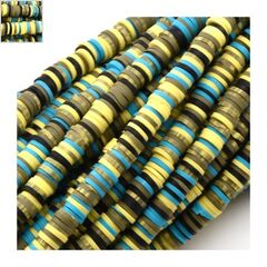 Ροδέλα Πολυμερικού Πηλού (~6mm) (~293τμχ/κορδόνι) - Κίτρινο/Μπλε/Multi ΚΩΔ:70040102.076-NG