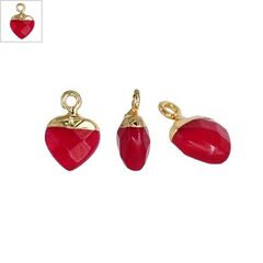 Ημιπολύτιμη Πέτρα Μοτίφ Καρδιά 10mm - Κόκκινο/Χρυσό ΚΩΔ:72780050.202-NG