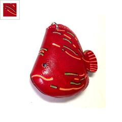 Δερμάτινο Στοιχείο Ψάρι 55mm - Κόκκινο ΚΩΔ:77010027.010-NG