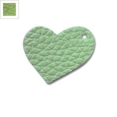 Δερμάτινο Συνθετικό Μοτίφ Καρδιά 35mm - Πράσινο Ανοιχτό ΚΩΔ:77080317.001-NG