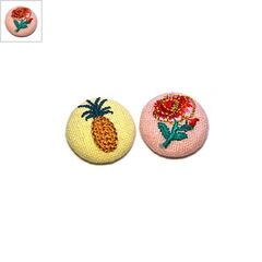 Κουμπί Υφασμάτινο Στρογγυλό Λουλούδι 26mm - Ροζ/Multi ΚΩΔ:77080373.001-NG