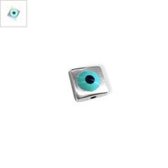Μεταλλική Ζάμακ Χυτή Χάντρα Κύβος Επίπεδος Μάτι με Σμάλτο 12mm (Ø1mm) - Ασήμι Αντικέ/Βεραμάν/Μαύρο ΚΩΔ:78430890.790-NG