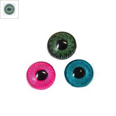 Ακρυλικό Καμπουσόν Flatback Στρογγυλό Μάτι 10mm - Πράσινο/Μαύρο ΚΩΔ:71020938.003-NG