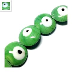 Γυάλινη Χάντρα Μάτι Στρογγυλή 20mm - Πράσινο/Άσπρο/Μαύρο ΚΩΔ:75060120.005-NG