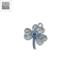Μεταλλικό Μοτίφ Λουλούδι Μάτι με Στρας 19x22mm - Crystal / Rhodium ΚΩΔ:78040170.401-NG
