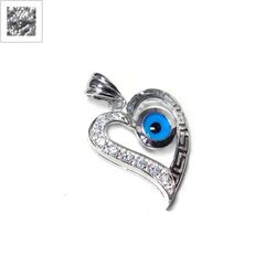 Ασήμι 925 Μοτίφ Καρδιά Μάτι με Swarovski 27mm - Rhodium ΚΩΔ:86060093.004-NG