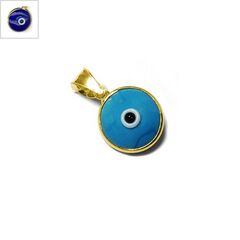 Ασήμι 925 Μοτίφ Μάτι Στρογγυλό 12mm - Μπλε Gold Plated ΚΩΔ:86060109.102-NG
