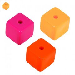 Ακρυλική Τετράγωνη Χάντρα 15.5mm (Ø3mm) - Πορτοκαλί Ανοιχτό ΚΩΔ:71020022.003-NG