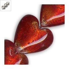Γυάλινο Στοιχείο Καρδιά Περαστή (τύπου Μουράνο) 23mm (~17τμχ/κορδόνι) - Άσπρο ΚΩΔ:75020241.003-NG