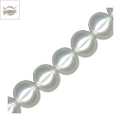Γυάλινη Πέρλα Χάντρα Στρογγυλή 8mm (Ø0.8mm) (~53τμχ/κορδόνι) - Άσπρο ΚΩΔ:80030013.031-NG