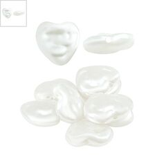 Πέρλα Συνθετική Χάντρα Καρδιά 13mm (Ø1mm) - Άσπρο Περλέ ΚΩΔ:80020184.001-NG