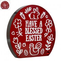 Πλέξι Ακρυλικό Επιτραπέζιο "Blessed Easter" 80x85mm - Κόκκινο/ Άσπρο ΚΩΔ:7146E035.001-NG