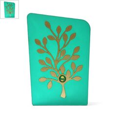 Ξύλινο με Πλέξι Ακρυλικό Επιτραπέζιο Δέντρο Γούρι 87x143mm - Βεραμάν Frosted Σκούρο/Χρυσό/Πράσινο Ιριδίζων ΚΩΔ:76710147.001-NG