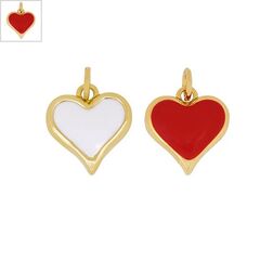 Μεταλλικό Μπρούτζινο Μοτίφ Καρδιά με Σμάλτο 13mm - Χρυσό/ Κόκκινο ΚΩΔ:78060708.421-NG