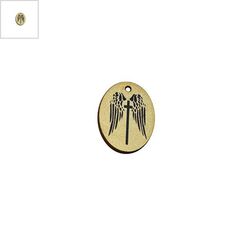 Ξύλινο Μοτίφ Οβάλ Φτερά Αγγέλου & Σταυρός 19x25mm - Χρυσό Περλέ/Μαύρο ΚΩΔ:76460220.254-NG