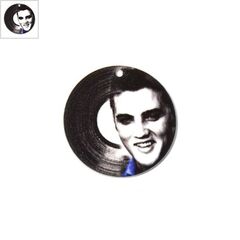 Πλέξι Ακρυλικό Μοτίφ Δίσκος Βινυλίου Elvis Presley 35mm - Μαύρο/Άσπρο/Μπλε ΚΩΔ:71460273.018-NG
